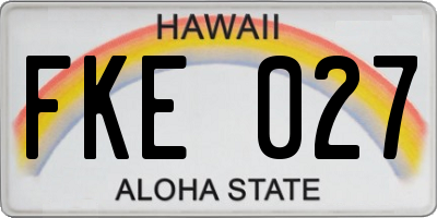 HI license plate FKE027
