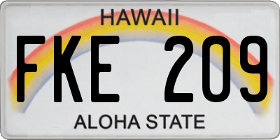 HI license plate FKE209