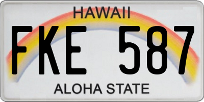 HI license plate FKE587