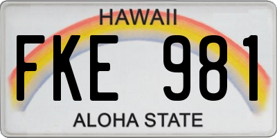 HI license plate FKE981