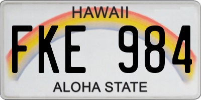 HI license plate FKE984