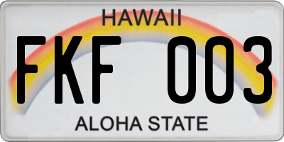 HI license plate FKF003