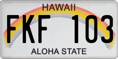 HI license plate FKF103