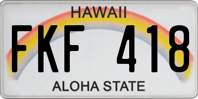 HI license plate FKF418