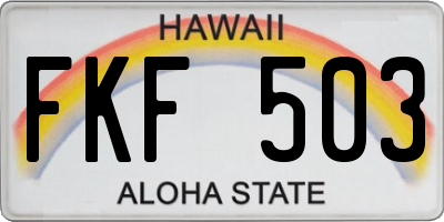 HI license plate FKF503