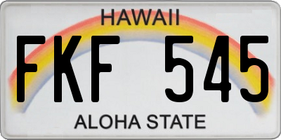 HI license plate FKF545