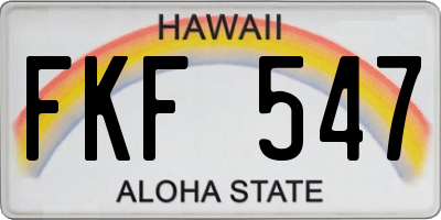HI license plate FKF547