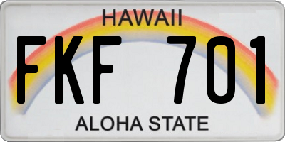 HI license plate FKF701