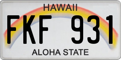 HI license plate FKF931
