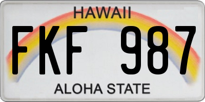 HI license plate FKF987