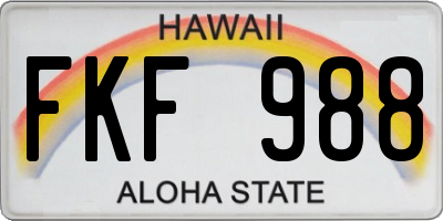 HI license plate FKF988