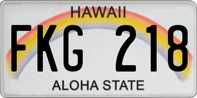 HI license plate FKG218