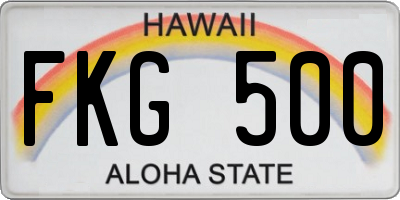 HI license plate FKG500