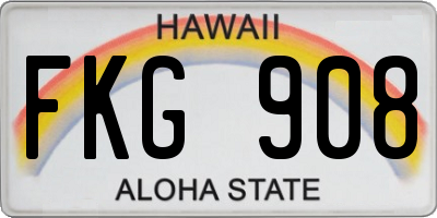 HI license plate FKG908