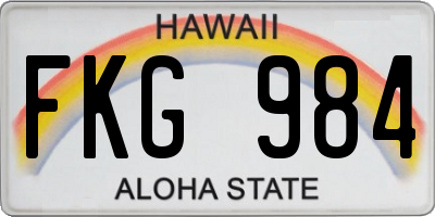 HI license plate FKG984