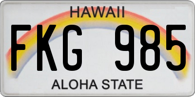 HI license plate FKG985