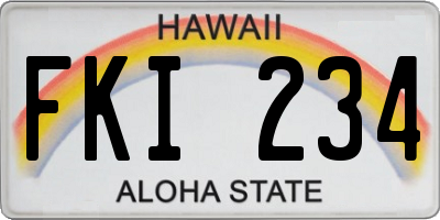 HI license plate FKI234