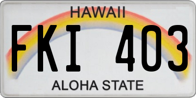 HI license plate FKI403