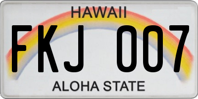 HI license plate FKJ007