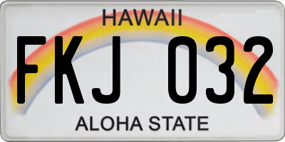 HI license plate FKJ032