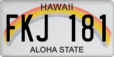 HI license plate FKJ181