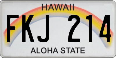 HI license plate FKJ214