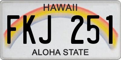 HI license plate FKJ251