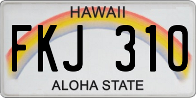 HI license plate FKJ310