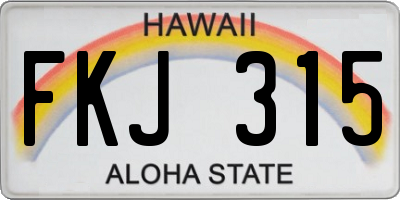 HI license plate FKJ315