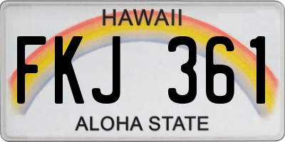 HI license plate FKJ361