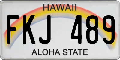 HI license plate FKJ489