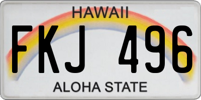 HI license plate FKJ496