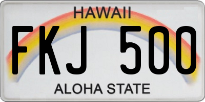 HI license plate FKJ500