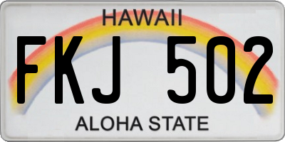 HI license plate FKJ502