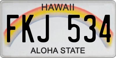 HI license plate FKJ534