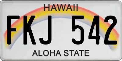 HI license plate FKJ542