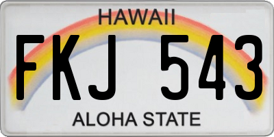HI license plate FKJ543