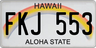 HI license plate FKJ553