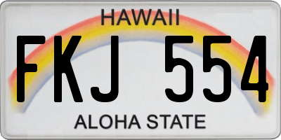 HI license plate FKJ554
