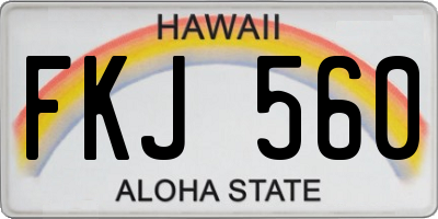 HI license plate FKJ560
