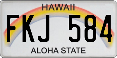 HI license plate FKJ584