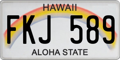 HI license plate FKJ589