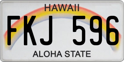 HI license plate FKJ596