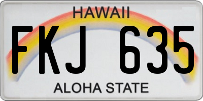 HI license plate FKJ635