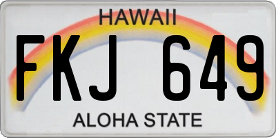 HI license plate FKJ649