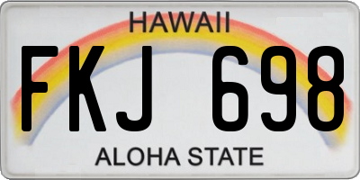 HI license plate FKJ698