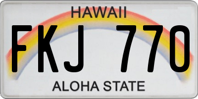 HI license plate FKJ770