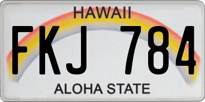 HI license plate FKJ784