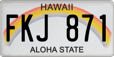 HI license plate FKJ871