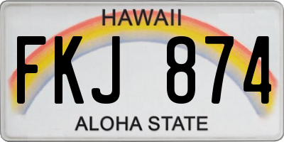 HI license plate FKJ874